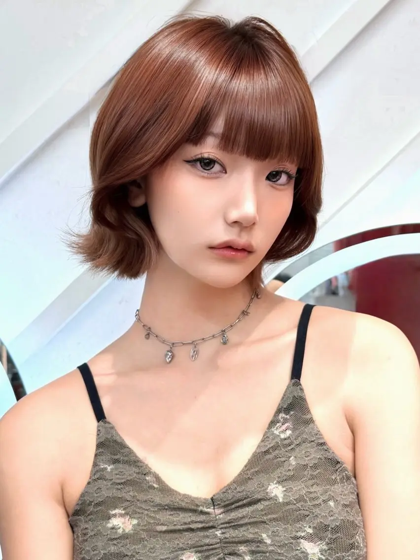 ミディアム カット ヘアカラー トリートメント 渋谷ボブ🤍/髪質 改善/縮毛矯正/瑞月のヘアスタイル
