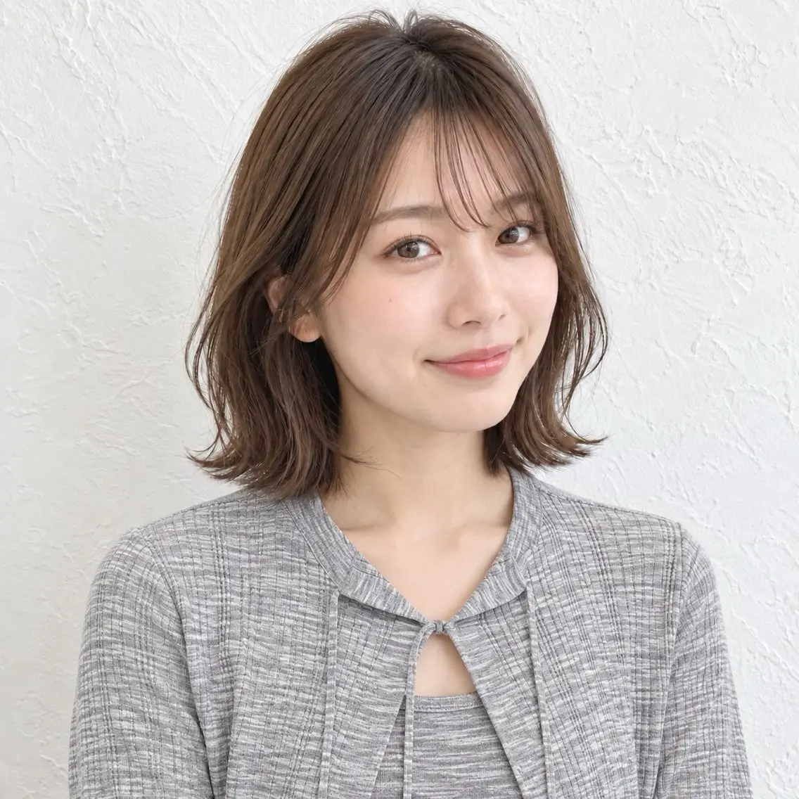 ミディアム カラー ブラウンカラー ボブ 外ハネヘア カット ヘアカラー トリートメント 銀座/モテ🤍垢抜け レイヤー/あさみのヘアスタイル