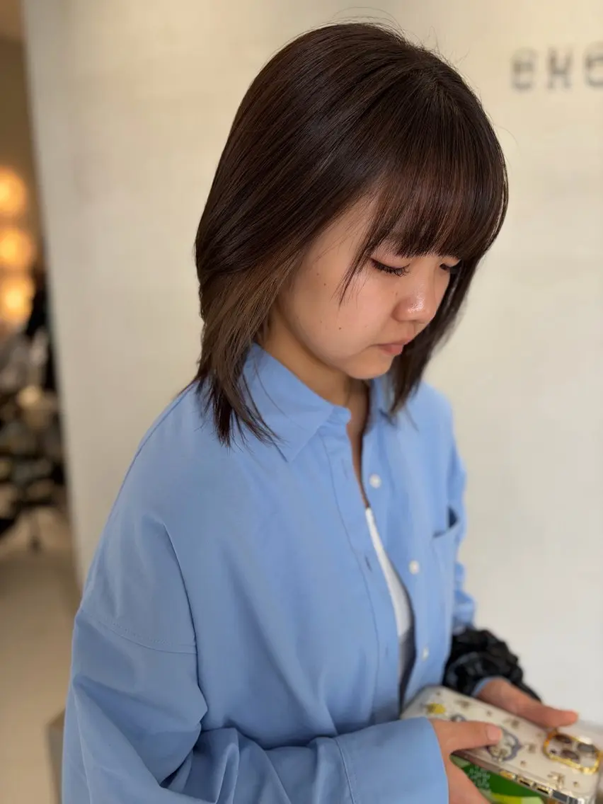 ミディアム カラー ブラウンカラー インナーカラー ヘアカラー 前山 耀大のヘアスタイル