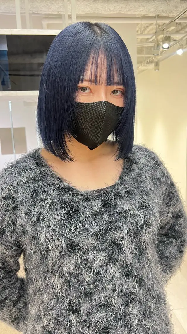 ミディアム カラー ネイビーカラー Miyuu 『藤沢』のヘアスタイル