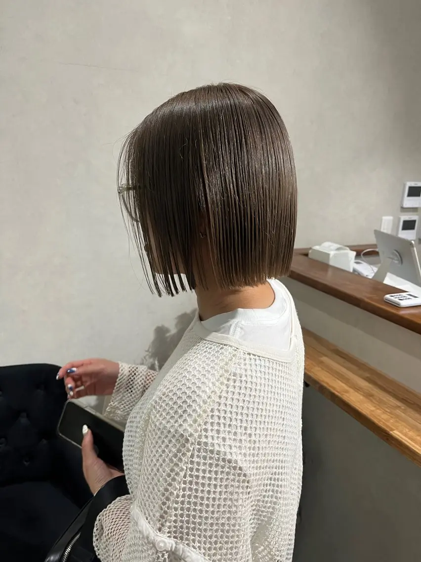 ショート ボブ カット ヘアカラー トリートメント Yurina 💖透明感カラー💖のヘアスタイル