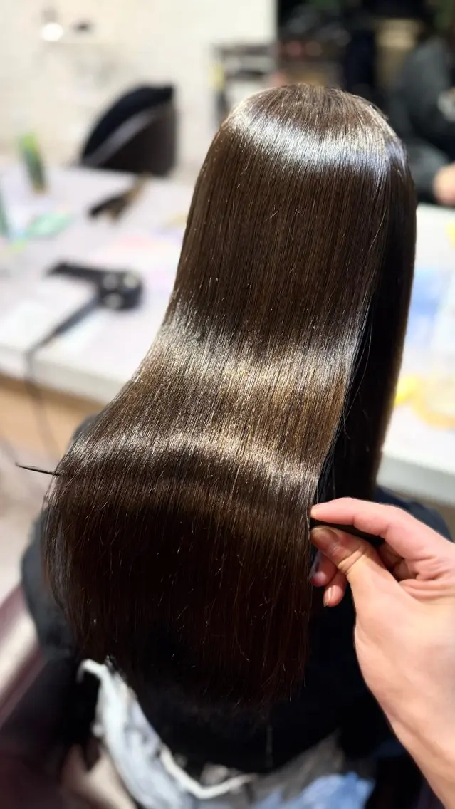 ロング 髪質改善 縮毛矯正 トリートメント ヘアカラー 縮毛矯正 札幌／縮毛矯正 髪質改善／珠羽のヘアスタイル