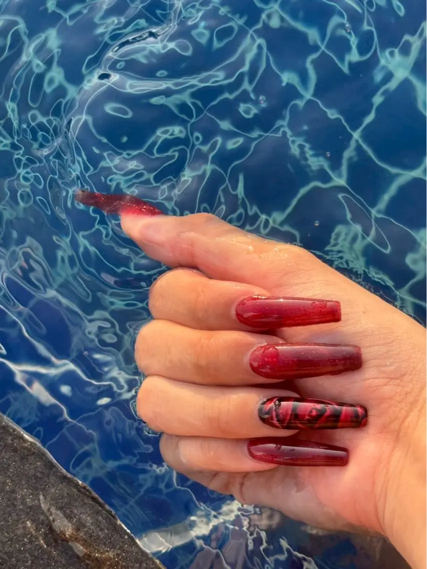 ネイル フラッシュネイル ロングネイル マグネットネイル スカルプネイル ワンホンネイル icy nail れいあのネイルデザイン
