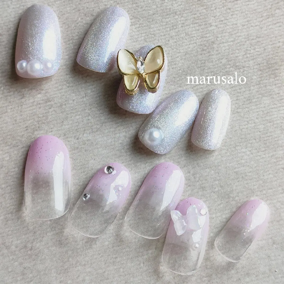 ネイル ガーリー 韓国ネイル マグネットネイル ワンホンネイル ハンドネイル marusalo nailのネイルデザイン