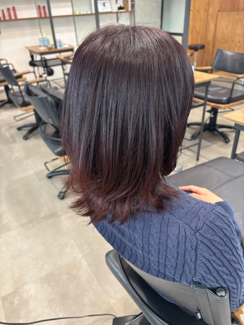 ミディアム レッドブラウン レイヤーカット カット ヘアカラー トリートメント 心斎橋/透明感カラー 🫧アサノハルカのヘアスタイル