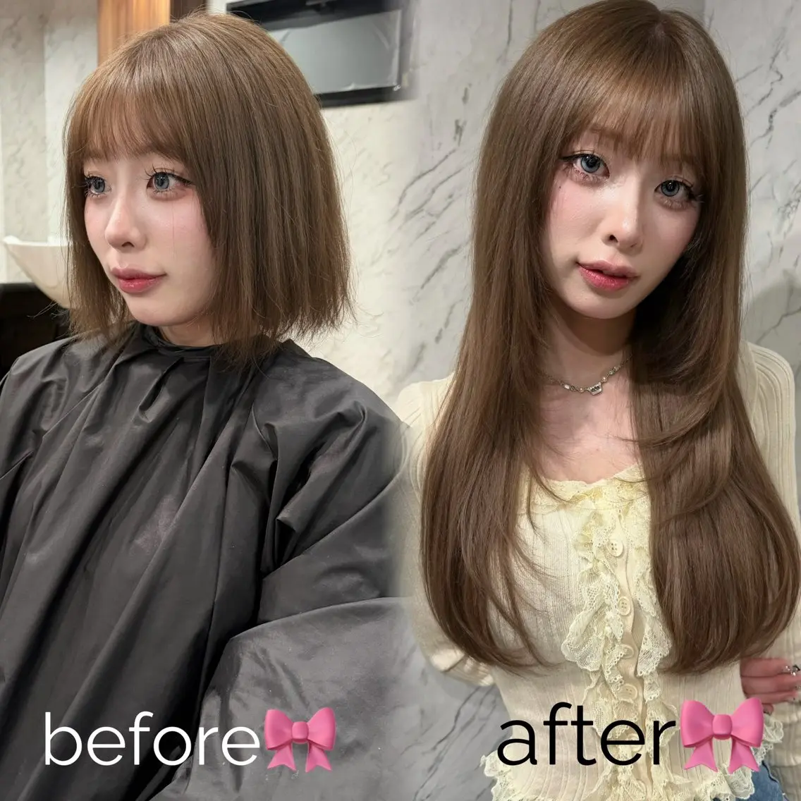 ブリーチ有ツヤダブルカラー+人毛100%シールエクステ80本の写真