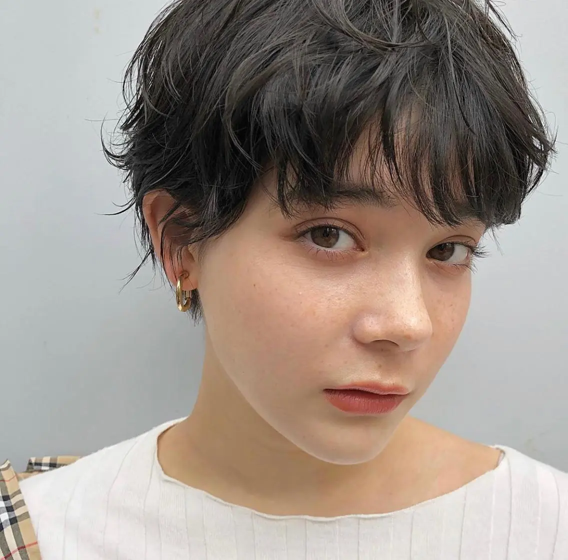 ショート ショートヘア ボブ♡柔らかいカラー 實松栞理のヘアスタイル