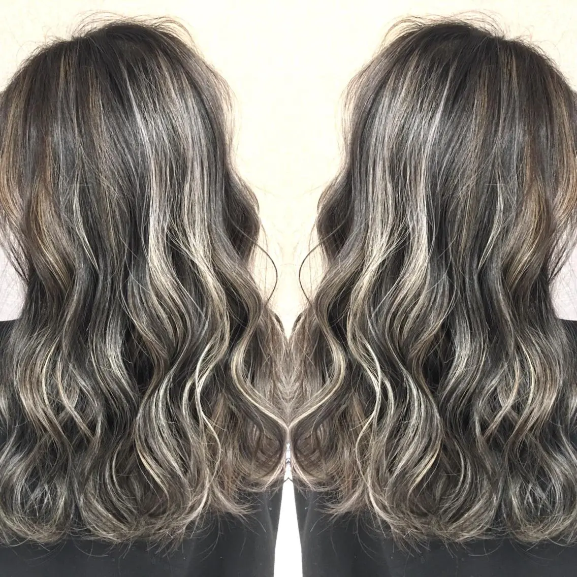 セミロング カラー ハイライトカラー 3Dハイライト ハイライト ヘアカラー トリートメント 井上 一平のヘアスタイル