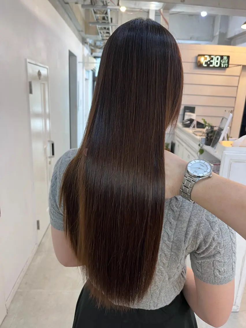 セミロング カラー パーマ 縮毛矯正 縮毛矯正 トリートメント GiseL 博多筑紫口店のヘアスタイル