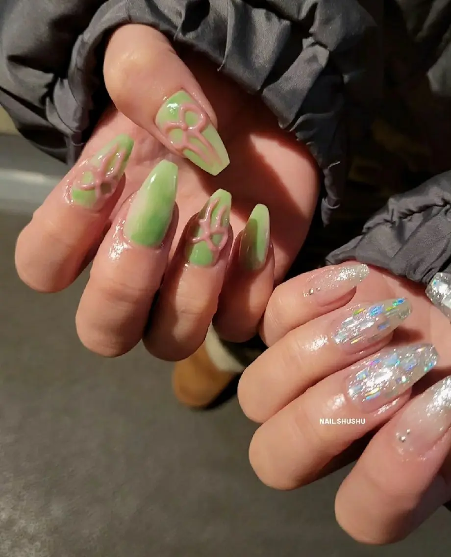 ネイル 持ち込み ニュアンスネイル ワンカラーネイル シンプルネイル 春ネイル ハンドネイル 3dパーツ/流行り 👧shushu❤️のネイルデザイン