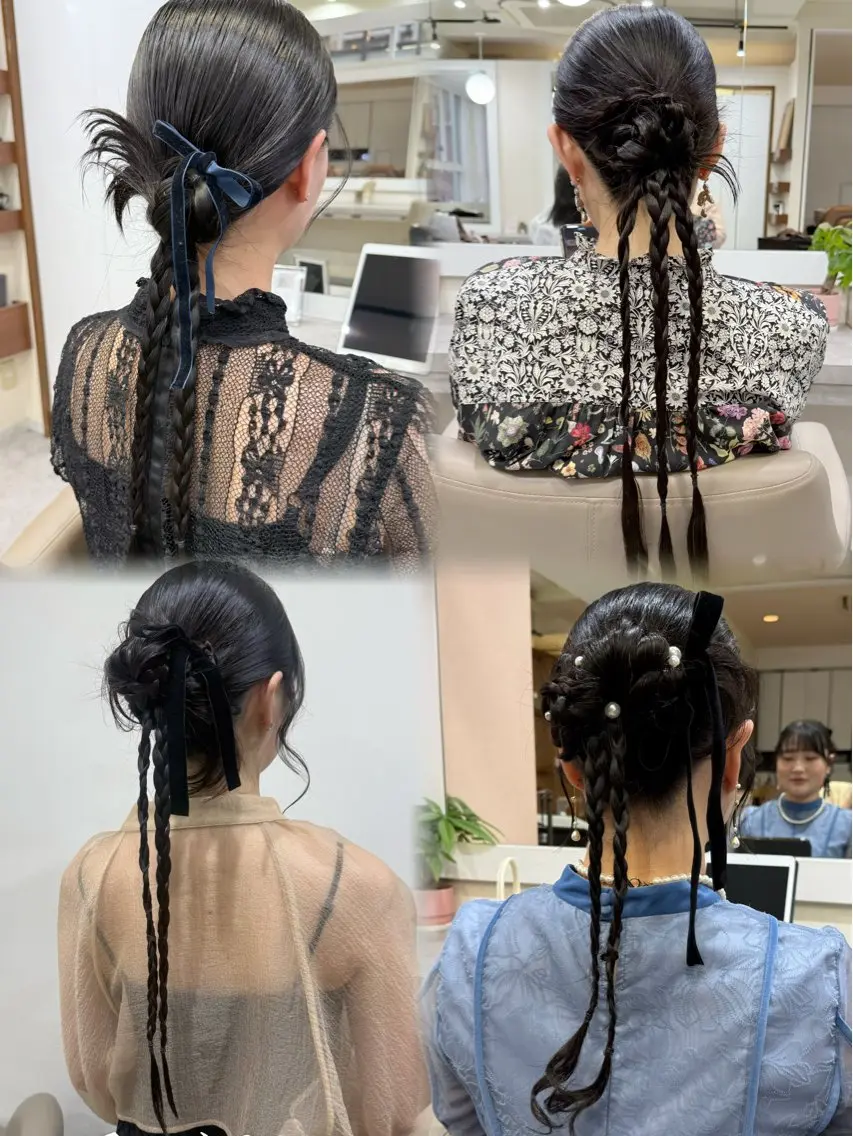 ロング ヘアアレンジ お団子ヘア ポニーテール 結婚式・ブライダル ヘアセット 韓国風パーマ/ヘア セット/店長みづきのヘアスタイル