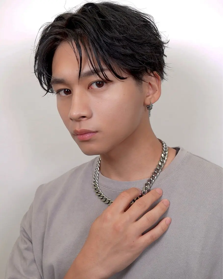 ミディアム カラー パーマ メンズ loe博多 五十嵐弘雄のヘアスタイル