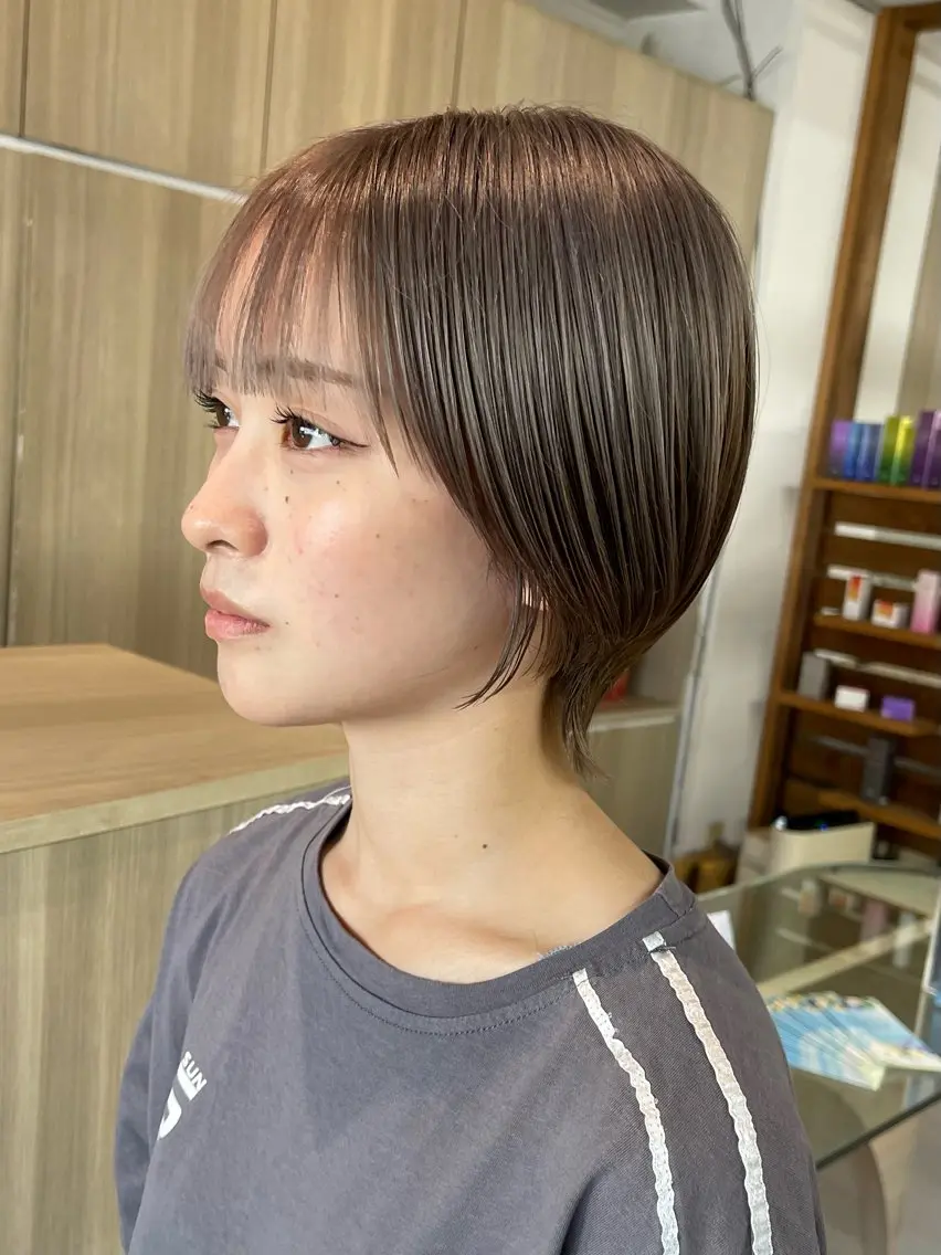 ショート カラー カット ヘアカラー トリートメント 野田頭 心🌿/ボブ レイヤー/艶カラーのヘアスタイル