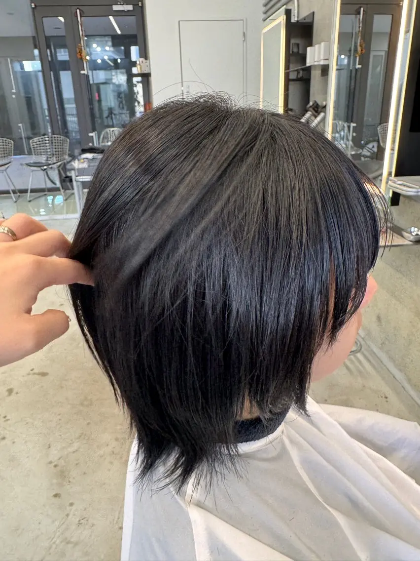 ミディアム メンズ カット 縮毛矯正 saki｜透明カラー ドライパーマ.パーマのヘアスタイル