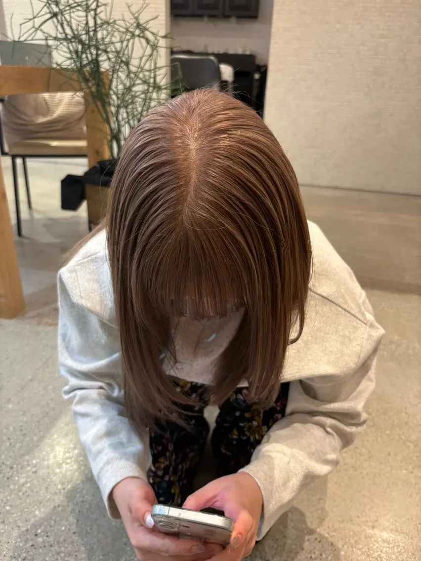 カラー ベージュカラー ヘアカラー 無料カットモデル募集 暖色カラー🎀のヘアスタイル