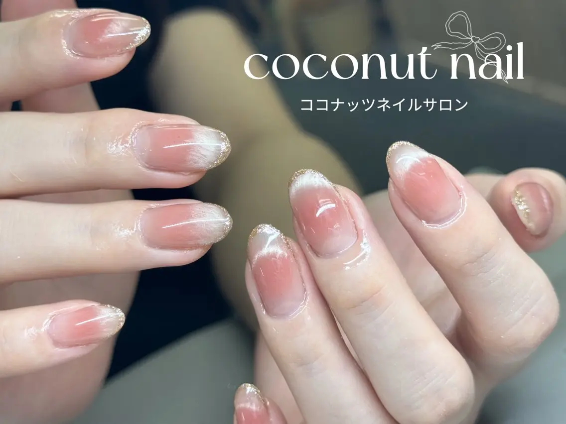 ネイル べっ甲ネイル フレンチネイル キラキラネイル マグネットネイル 大理石ネイル(マーブル) ハンドネイル 神田 ココナッツのネイルデザイン