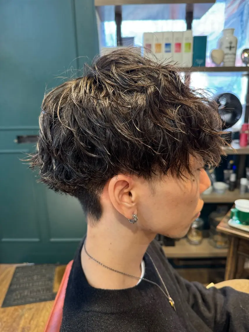 ショート パーマ メンズ カット パーマ ヘッドスパ ヘアセット 金子 富士のヘアスタイル