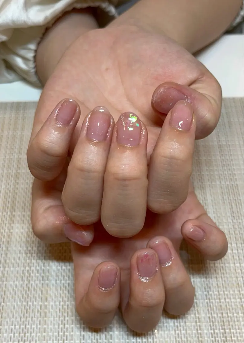 ネイル キラキラネイル オフィスネイル ピンク ワンホンネイル プライベートサロン N's Nailのネイルデザイン