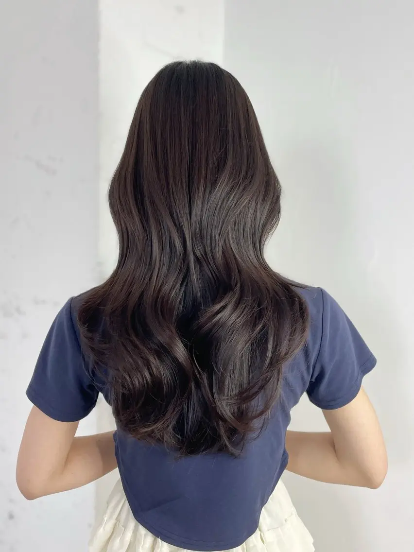 ロング カット ヘアカラー トリートメント MINAMO 韓国レイヤーのヘアスタイル