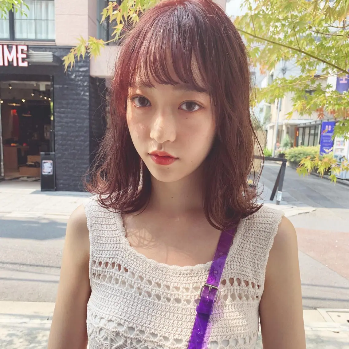 セミロング カラー ネイル ハイトーンボブ 前田 表参道　グレージュのヘアスタイル