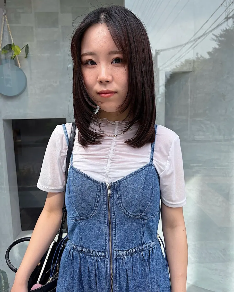 ミディアム カット 縮毛矯正 都築 未来のヘアスタイル