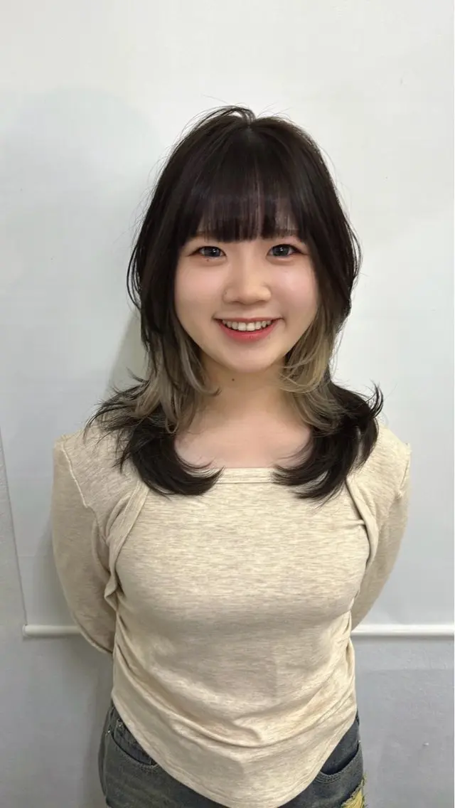 セミロング カラー カット ヘアカラー トリートメント ウルフレイヤー エクステ/kokiのヘアスタイル