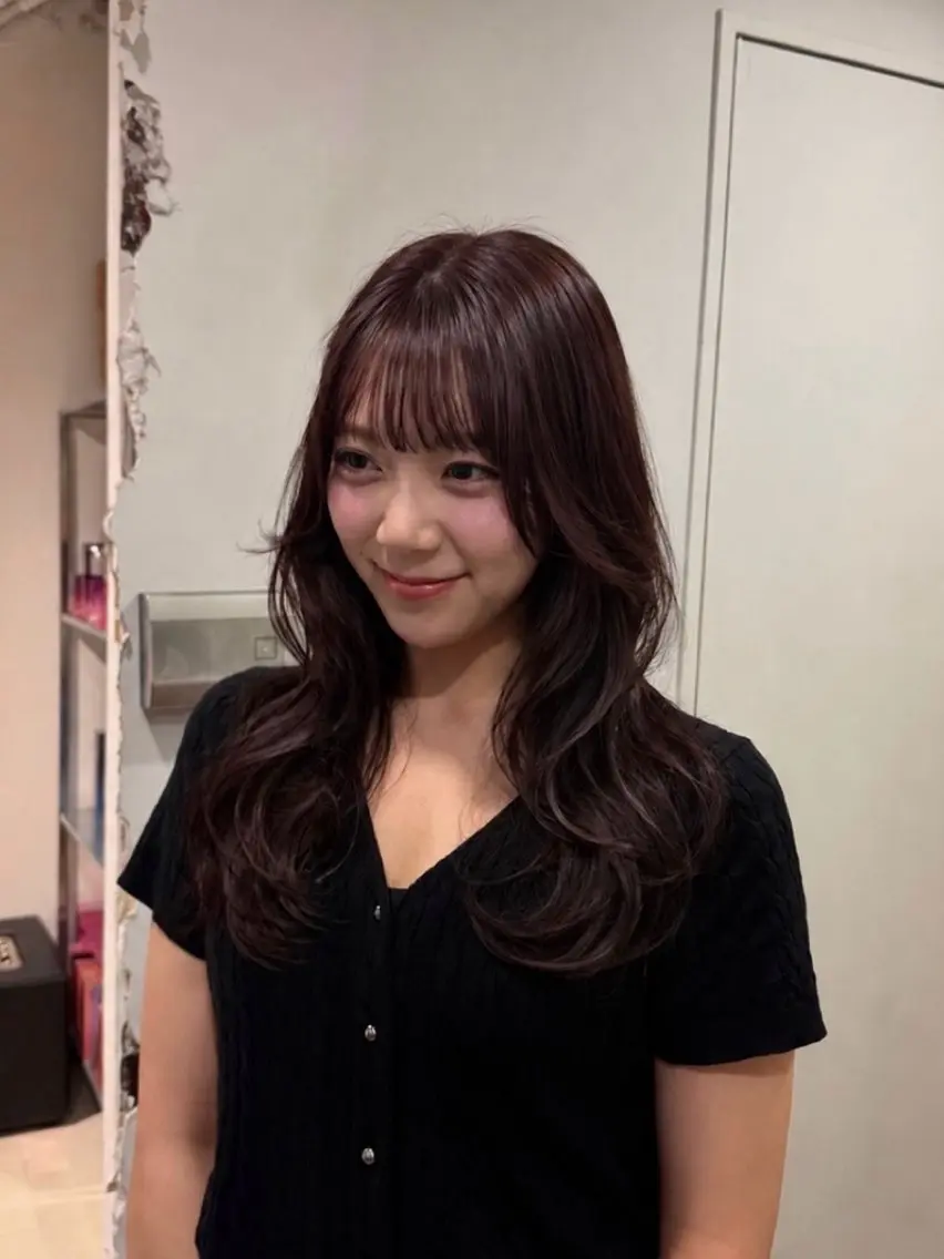 セミロング ピンクブラウン カット ヘアカラー 透明感カラー /sayakaのヘアスタイル
