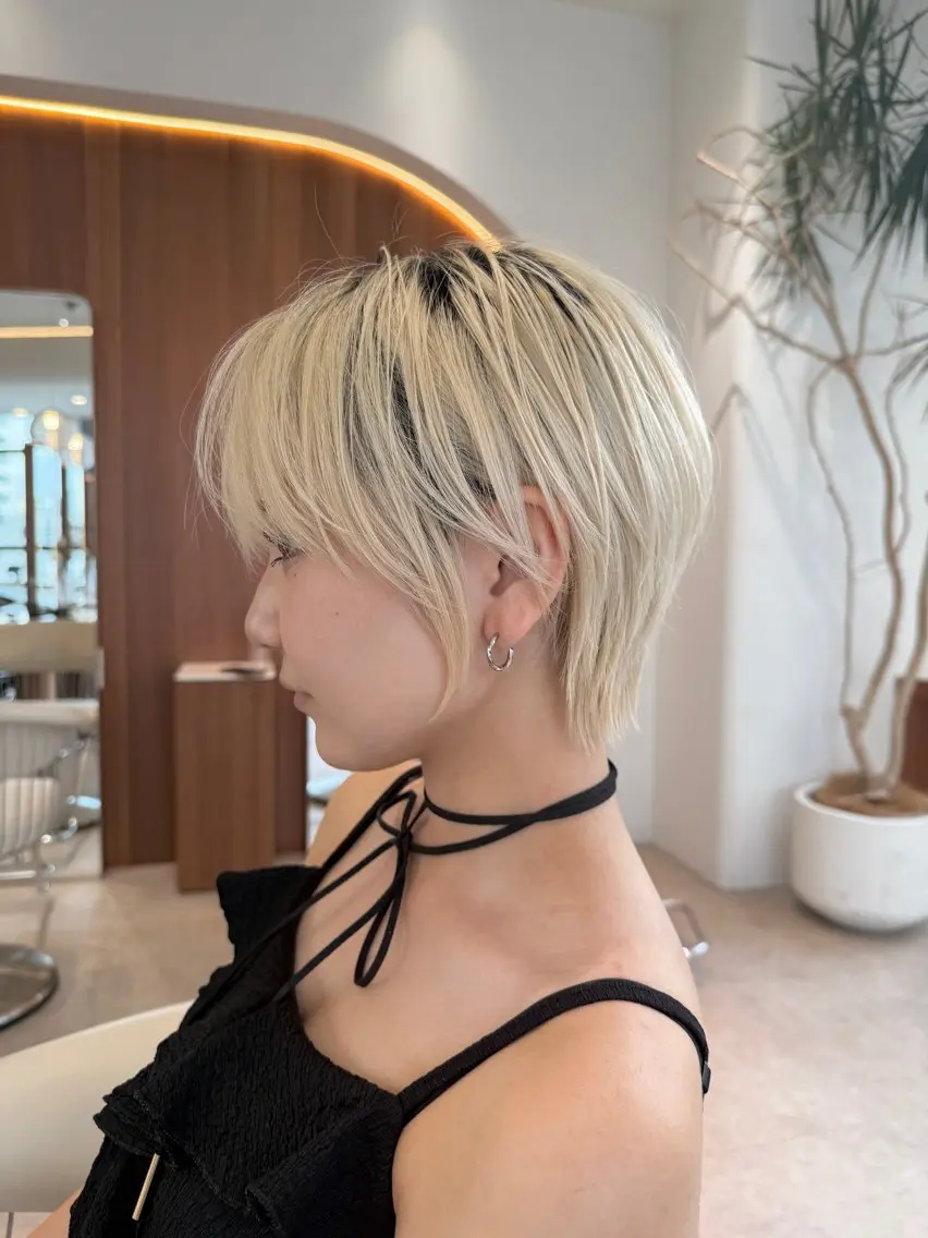 ショート カラー 切りっぱなしボブ ショートボブ ショートレイヤー ハンサムショート 丸みショート カット ヘアカラー トリートメント 田中航平/渋谷ボブ/ レイヤーボブのヘアスタイル