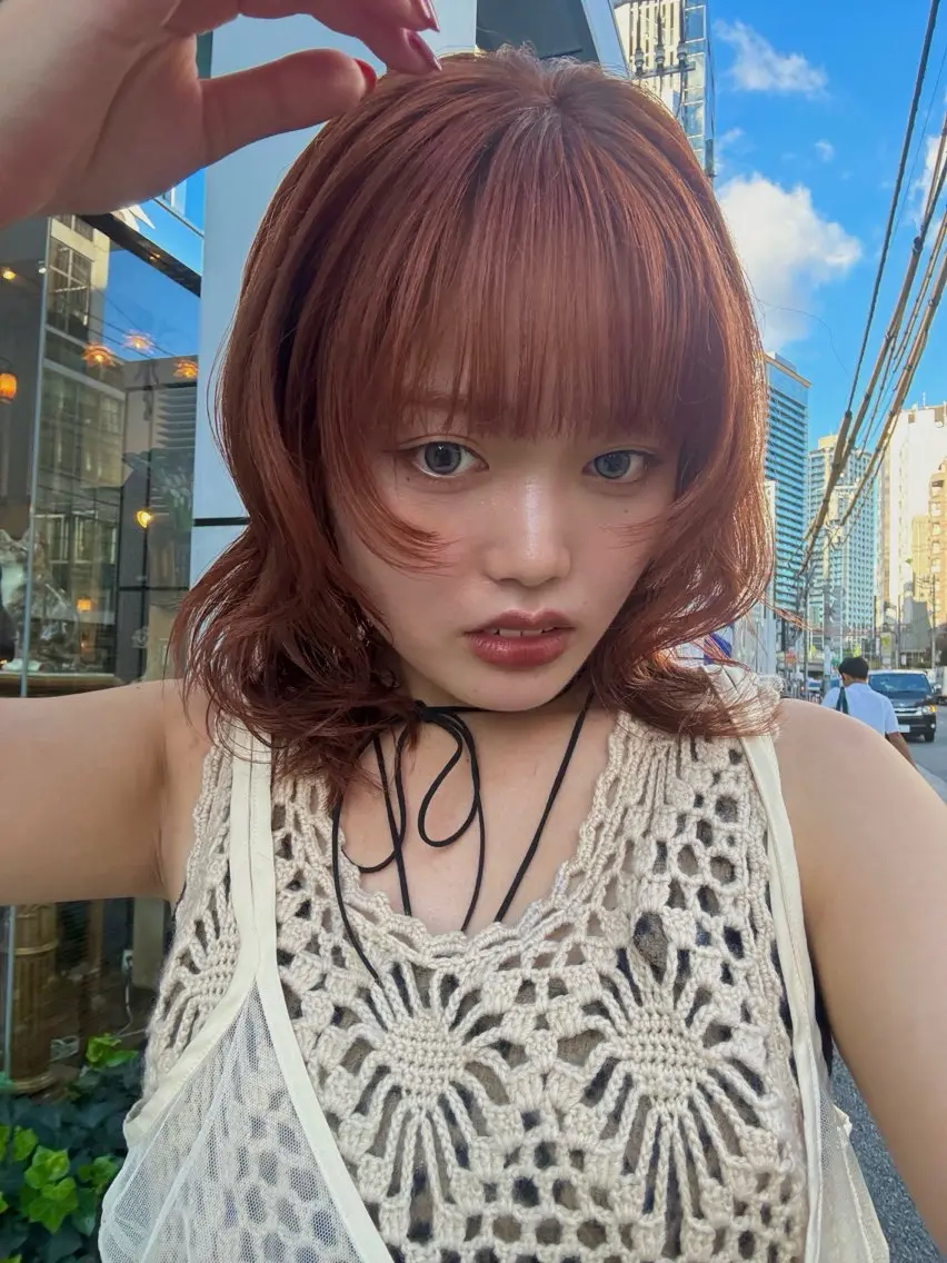 カラー ブリーチ ブリーチなしカラー オレンジ カットモデル募集 suzUkaのヘアスタイル