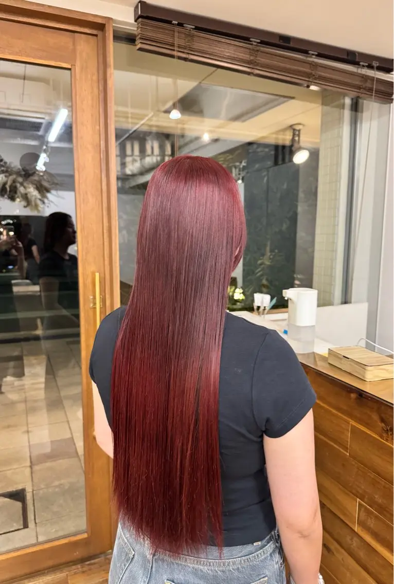 カラー レッドカラー ヘアカラー たけかわ みちのヘアスタイル