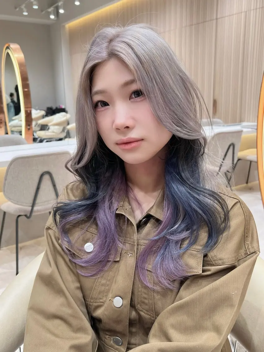 ロング カラー ヘアカラー トリートメント 興津/韓国レイヤー ダブルカラー美髪縮毛のヘアスタイル
