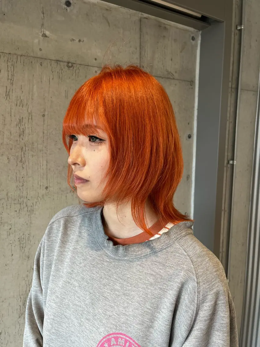 ミディアム カラー ヘアアレンジ カット ヘアカラー トリートメント 🍀透明感カラー×垢 抜けボブ リクト💥のヘアスタイル
