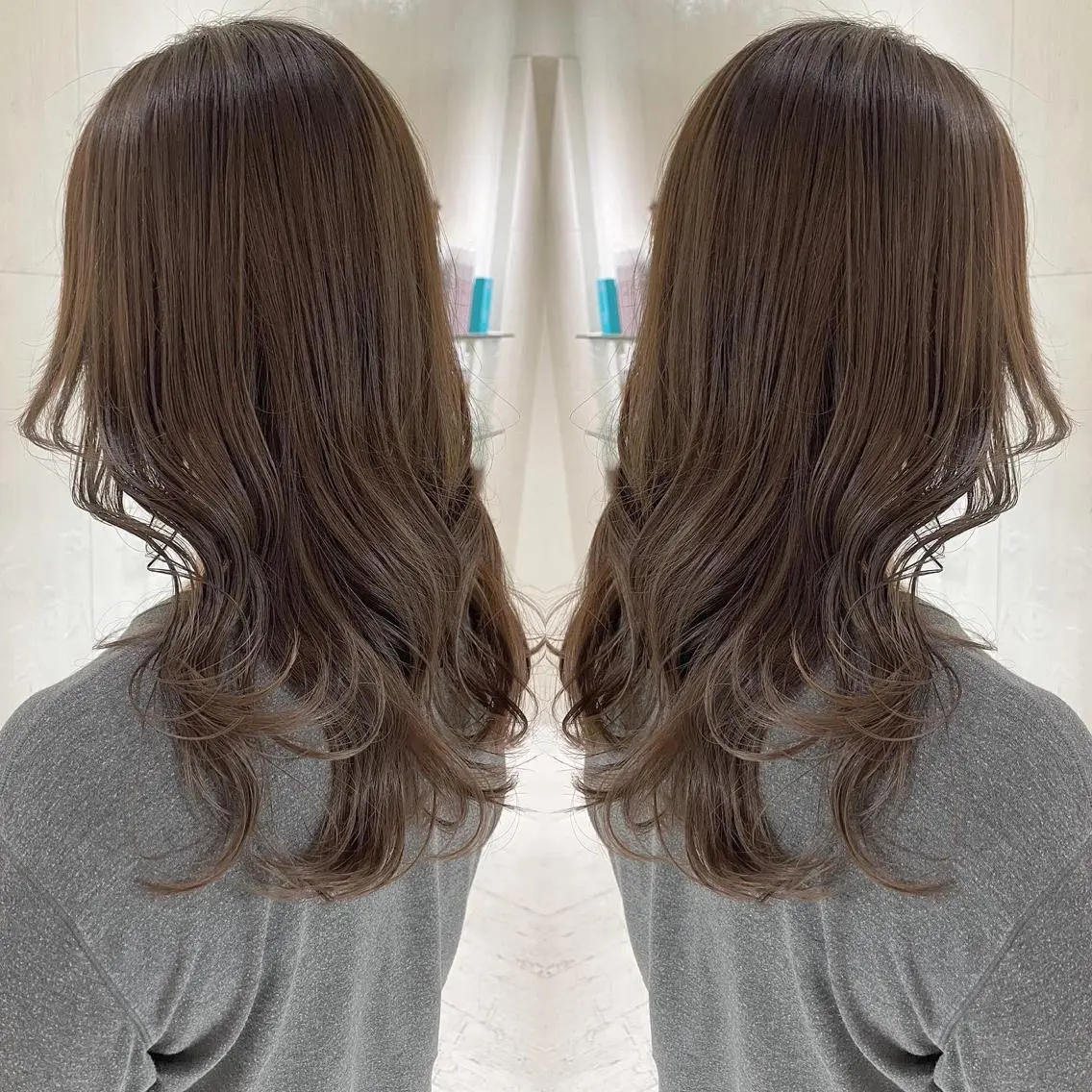 セミロング カラー アッシュ ブラウンカラー ケアカラー 透明感カラー モカブラウン カット ヘアカラー トリートメント 河合秀明/ショート /ボブ/レイヤーのヘアスタイル