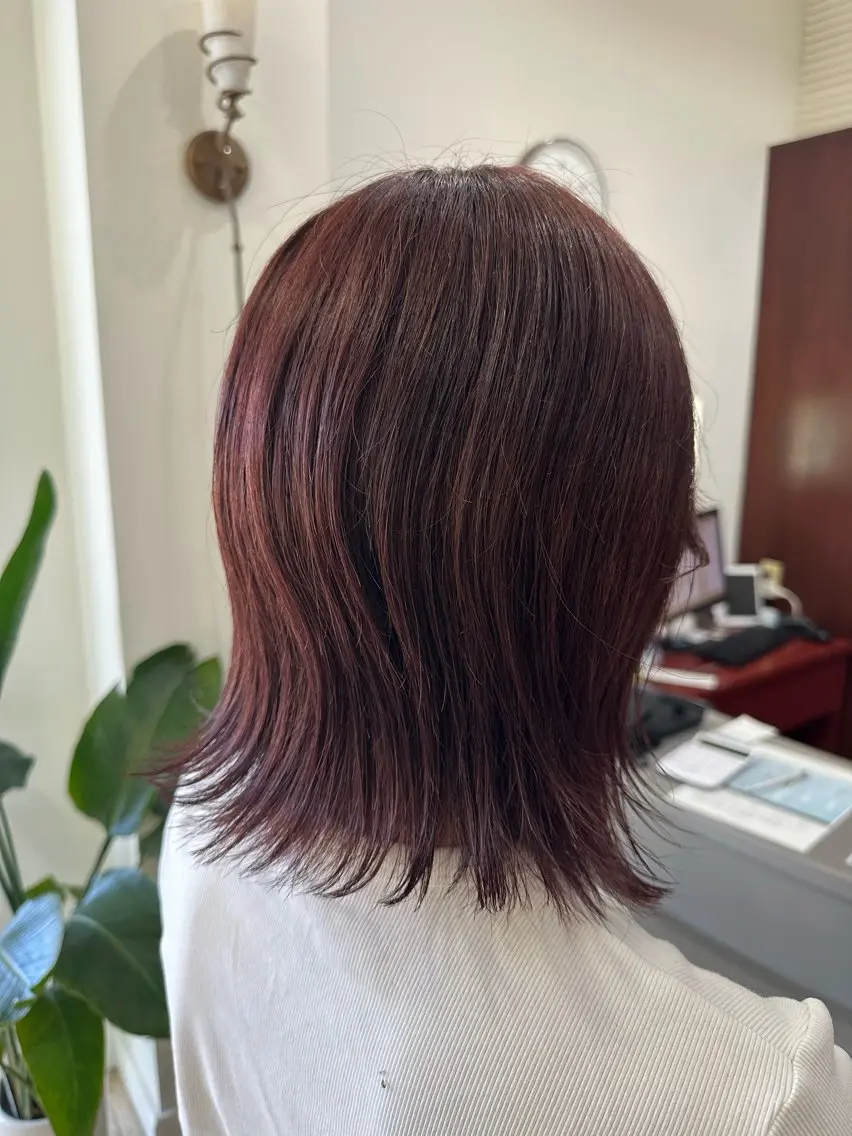 ミディアム カラー ブリーチ レッドカラー arika オケシ　リョウダイのヘアスタイル