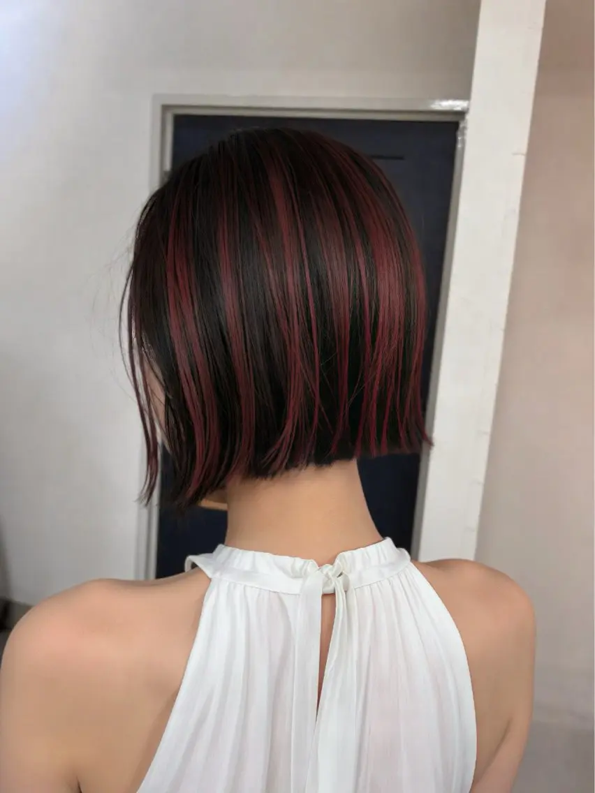 ミディアム カラー ブリーチ レッドカラー カット ヘアカラー トリートメント takada kohのヘアスタイル