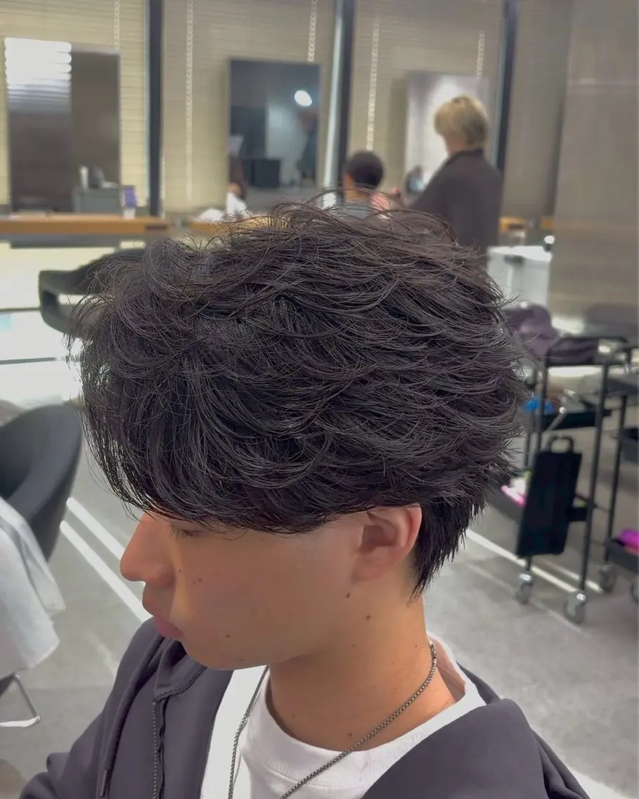 ショート カラー パーマ ヘアアレンジ メンズ キッズ メンズパーマ 小顔カット ニュアンスパーマ メンズ特化/カラー /せなのヘアスタイル