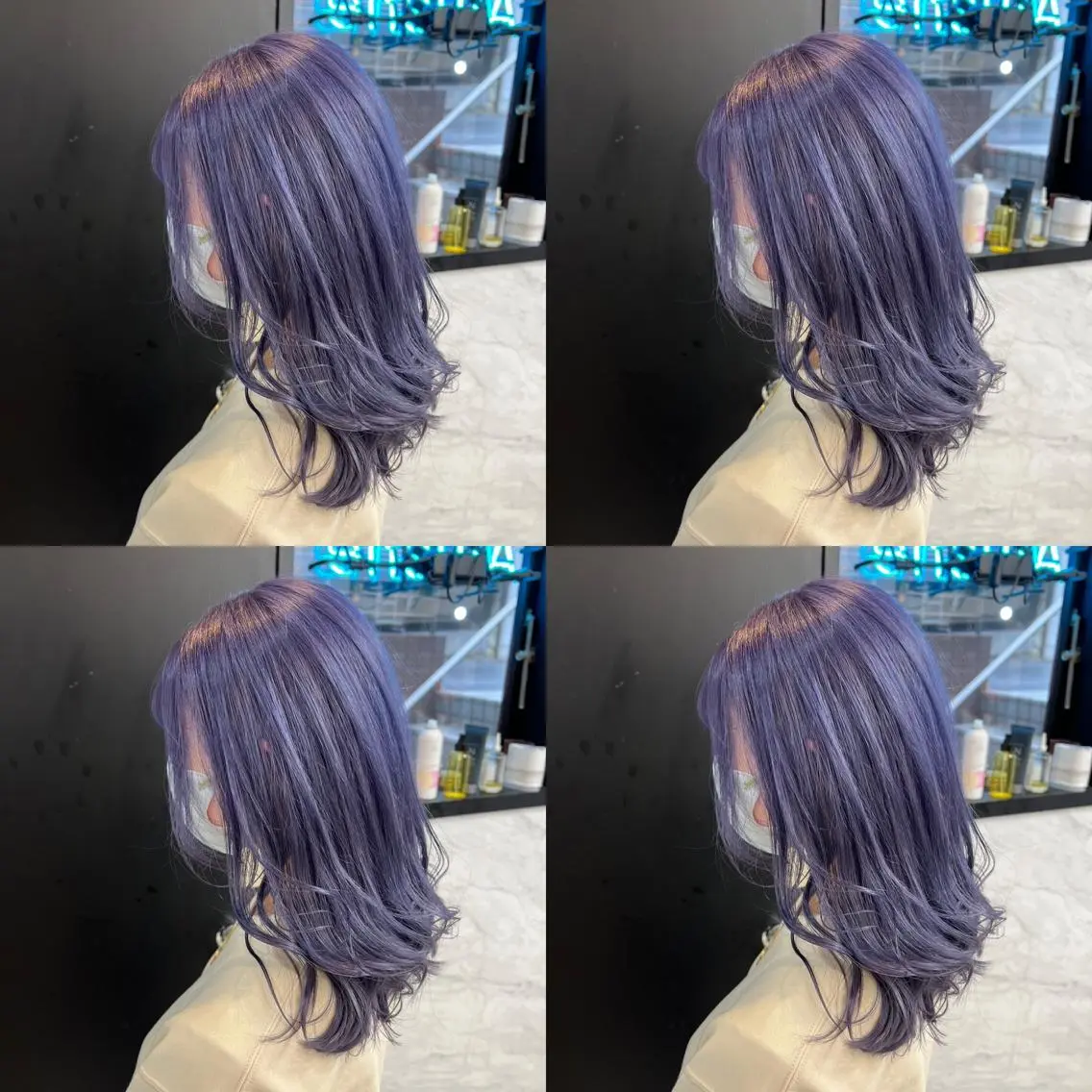 ミディアム カラー ブルーカラー ブルーラベンダー ラベンダーカラー ヘアカラー トリートメント ✨レイヤー/髪質改善 /縮毛矯正✨ナカムラのヘアスタイル