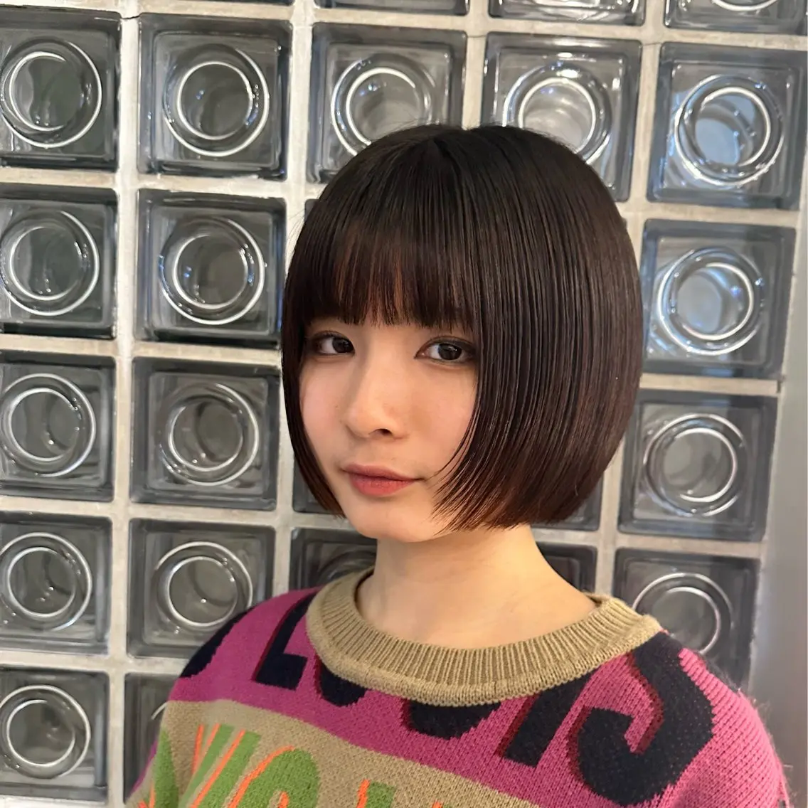 ショート ワンレンボブ ボブ 顔周りカット レイヤーカット fiorista🌼 ayanaのヘアスタイル