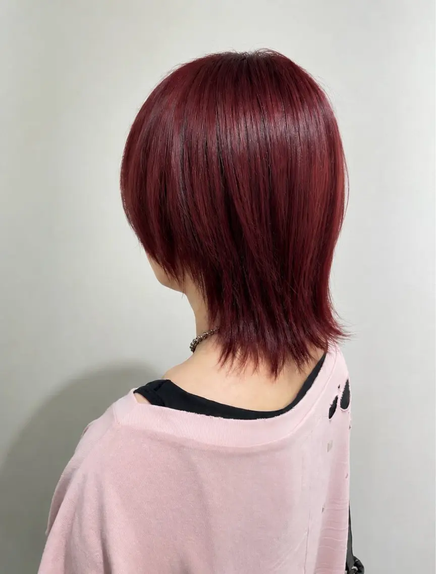 カラー メンズ レッドカラー ヘアカラー トリートメント 川又 心那のヘアスタイル