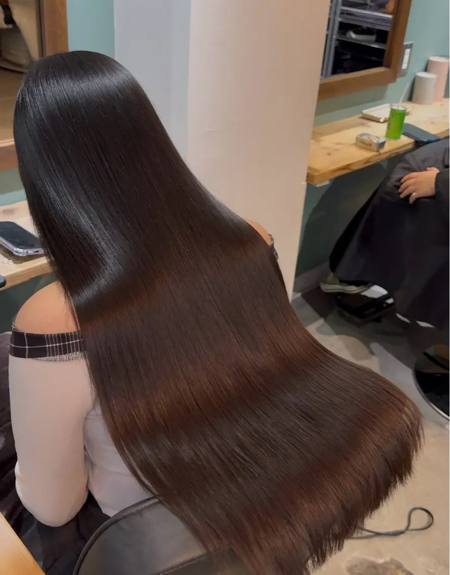🌟初回限定🌟 🫧髪質改善🌱シルクストレート＋髪質改善カラー＋カット＋ケラチンTr　¥22,000の写真
