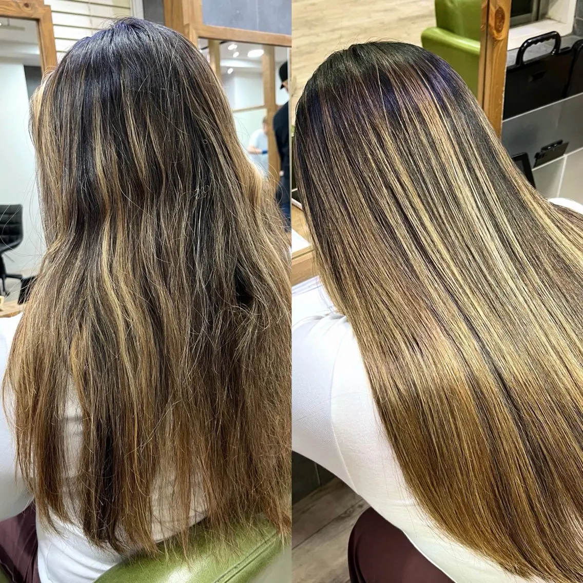 ロング ハイライト 縮毛矯正 縮毛矯正 トリートメント 透明感カラー/ ダブルカラー/あすまのヘアスタイル