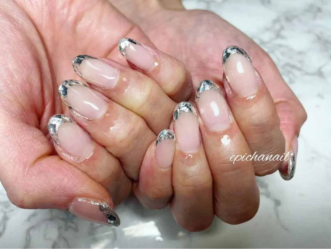 ネイル フレンチネイル ガラスフレンチ EPICHA NAILのネイルデザイン