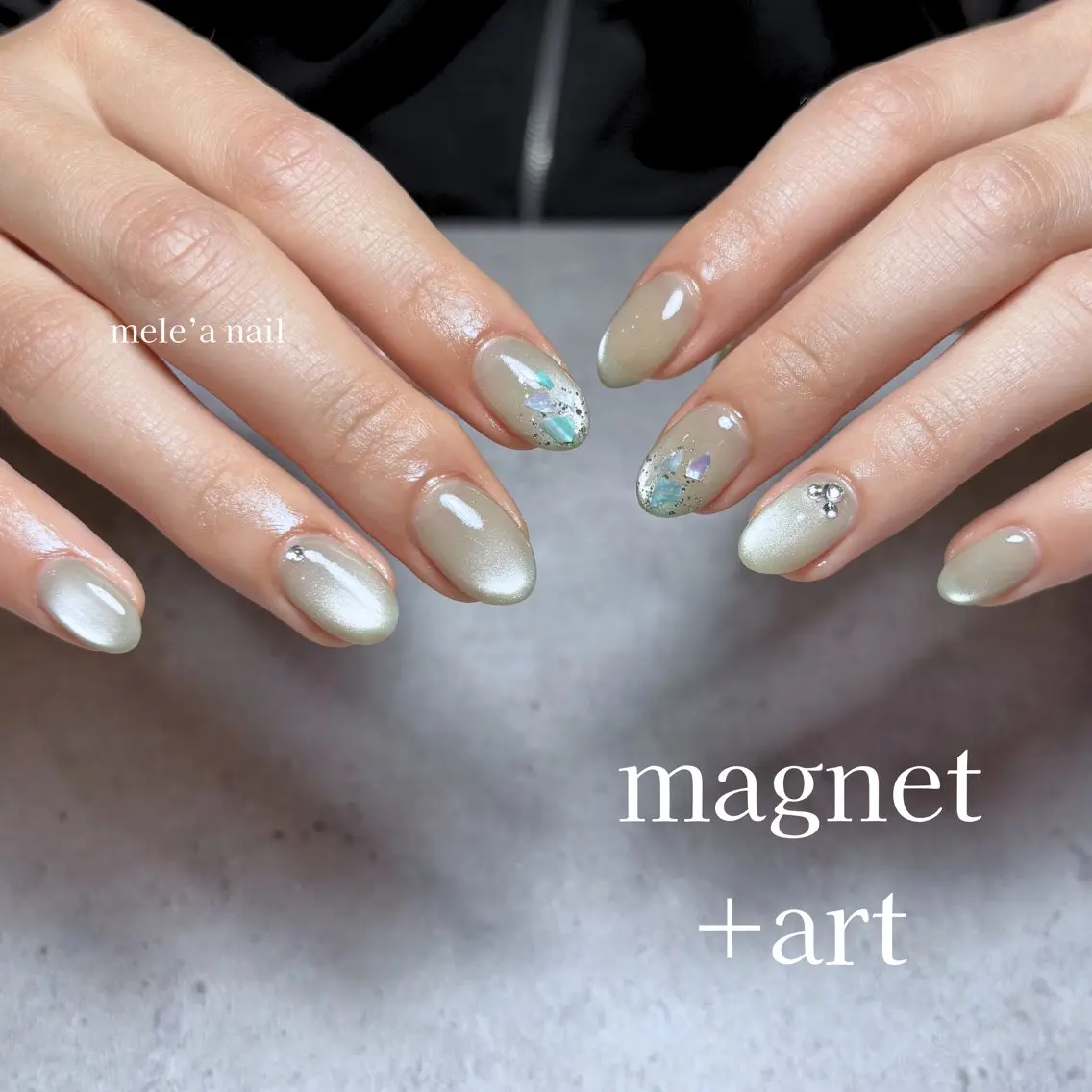 ネイル アートネイル マグネットネイル オフィスネイル ハンドネイル Mika meléa nailのネイルデザイン