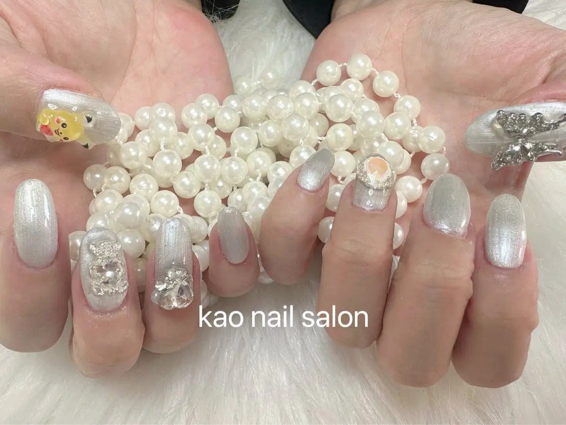 ネイル チークネイル 長さ出し フレンチネイル ジェルネイル ガラスフレンチ ハンドネイル kao nail マグネット/長さだしのネイルデザイン