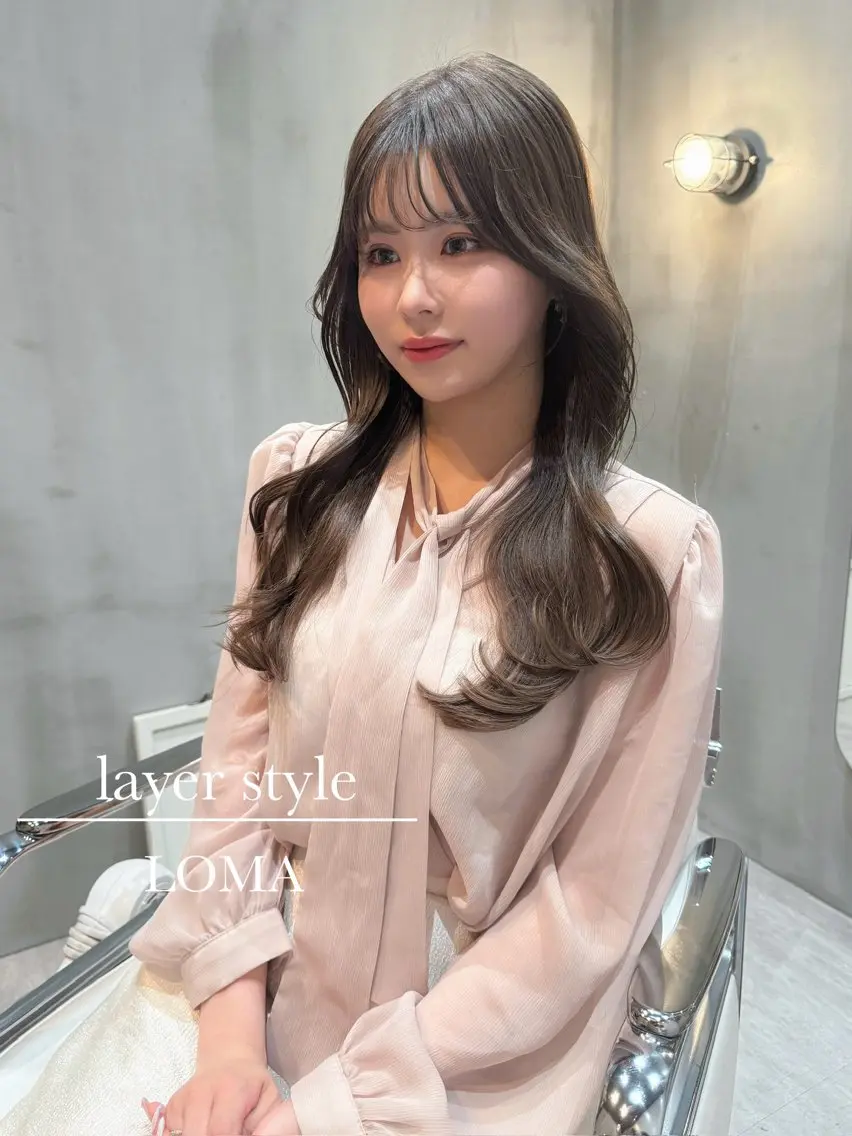 ロング レイヤーカット カット ヘアカラー トリートメント LOMA🇰🇷 銀座クボタのヘアスタイル
