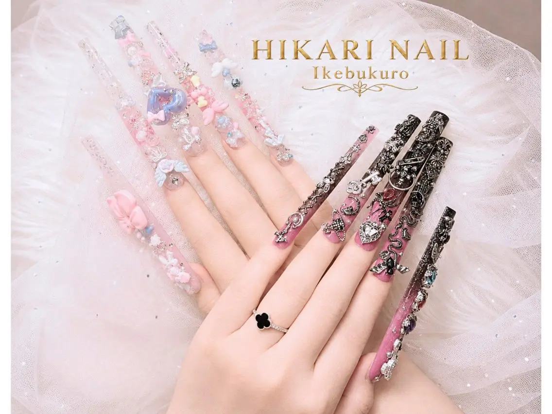 ネイル チークネイル 長さ出し フレンチネイル ガーリー ハロウィン ハンドネイル HikariNail Ikebukuroのネイルデザイン