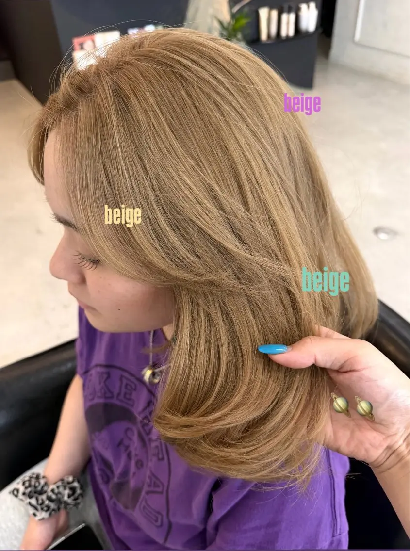ミディアム カラー 顔周りカット ヘアカラー maisonHALU /古吉かやのヘアスタイル