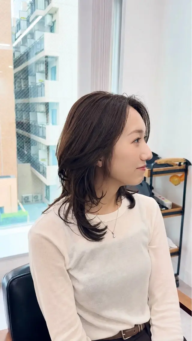 セミロング カラー パーマ ヘアアレンジ メンズ キッズ カット ヘアカラー 骨格補正カット/ レイヤー🌿JUNのヘアスタイル