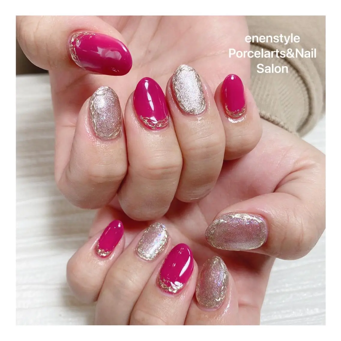 ミディアム ネイル ハンドネイル 🐾enen style 🐾のネイルデザイン