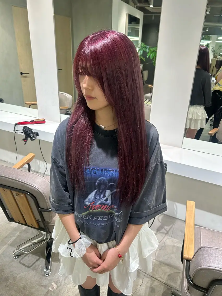 ロング カラー ブリーチ ラベンダーカラー ピンクカラー ピンクラベンダー ヘアカラー 結衣/ 無料カットモデル🎀のヘアスタイル